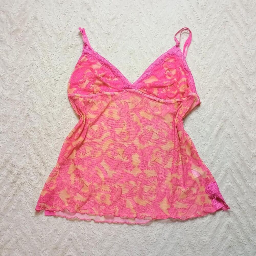 Y2K Sheer Floral Lace Mesh Paisley Fairy Cami